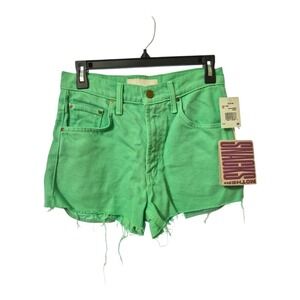 MOTHER The Fun Dip Micro Cut Shorts Size 26 Green Frayed Hem NWT Summer